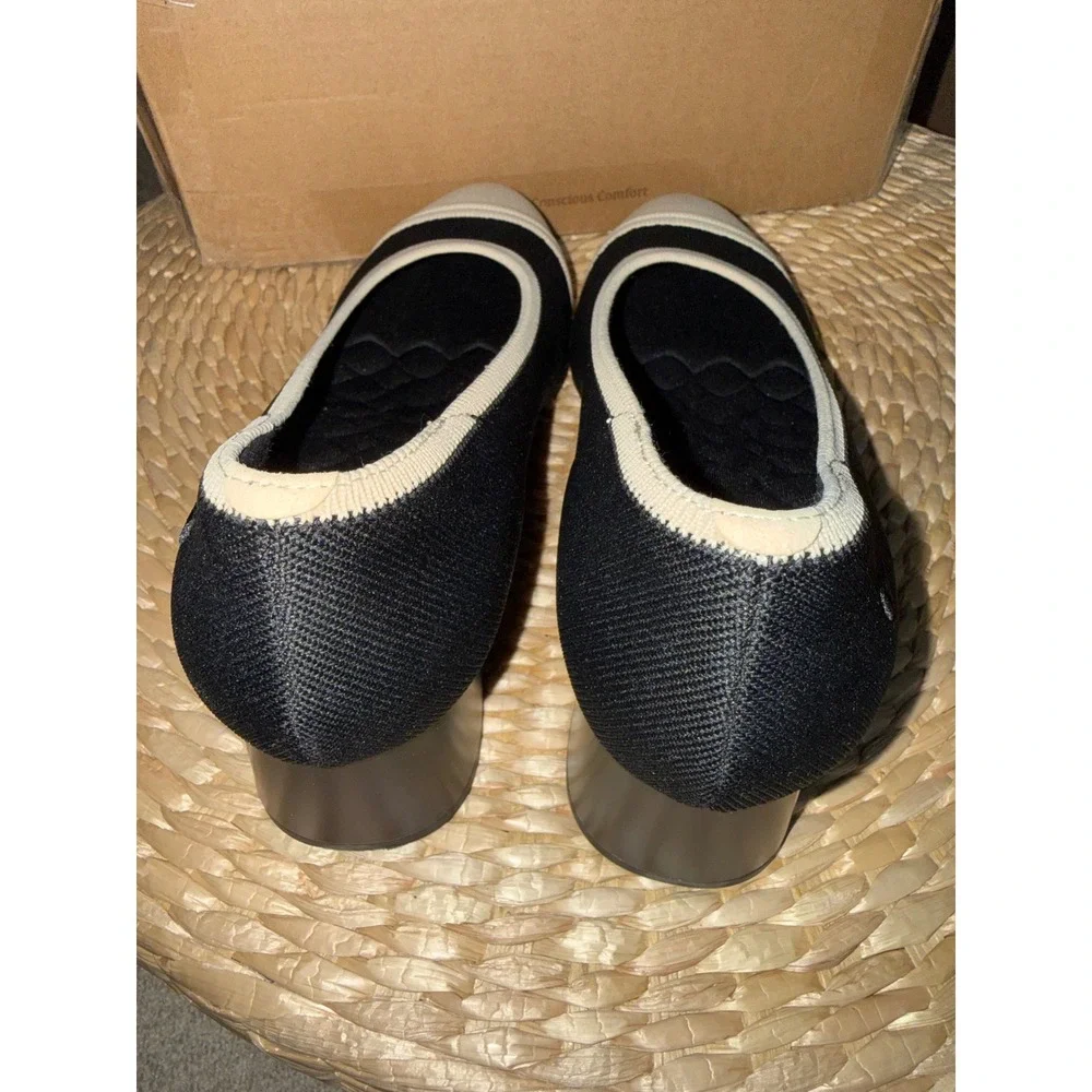 VIVAIA Julie Pro Black Beige Knit Low Heel Pumps Comfort Shoes Size 6 New